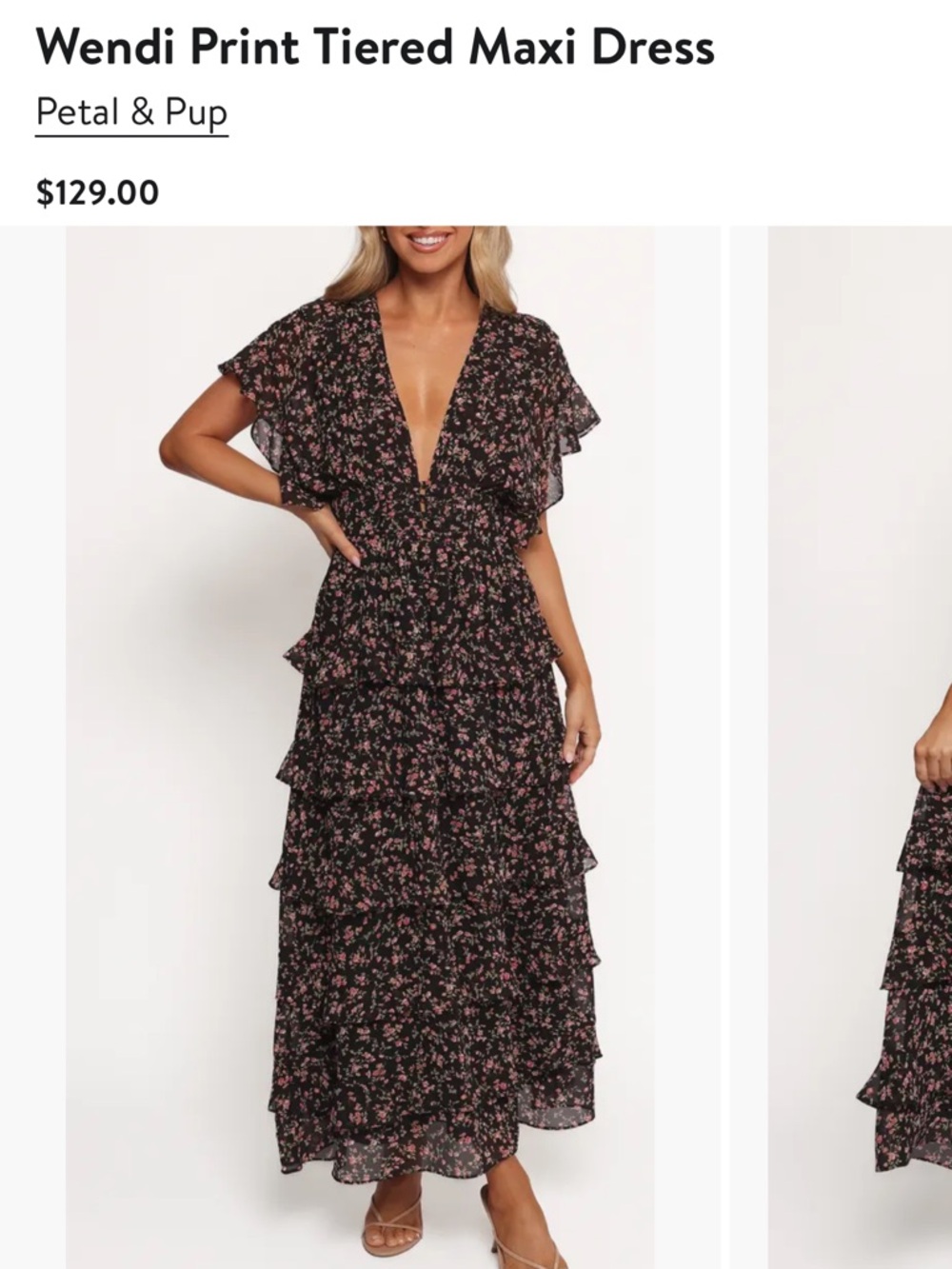 Petal & Pup Black Floral Ruffle Midi Dress - Picture 6 of 6